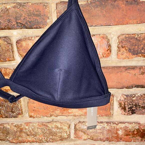 NWT J. Crew Black Ribbed Triangle Bikini Swim Bathing Suit Top Women's Size 2X - Picture 3 of 7